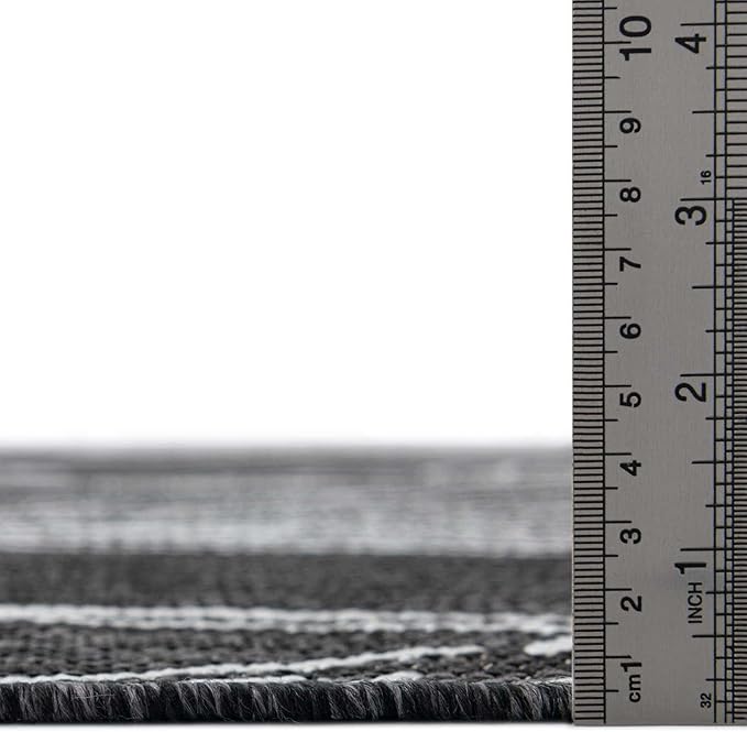 Unique Loom Outdoor Botanical Collection Area Rug - Leaf (2' x 6' 1" Runner, Ivory Charcoal)