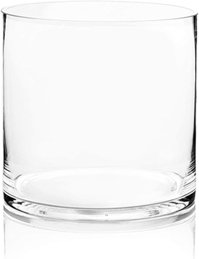 WGVI Thick Weighted Clear Right Cylinder Glass Vases, 8" W x 8" H, Equilateral Cylinder Glass Candle Holders Flower Arrangement Centerpieces Tabletop Storage Container Decor, Bulk Wholesale, 6 Pcs