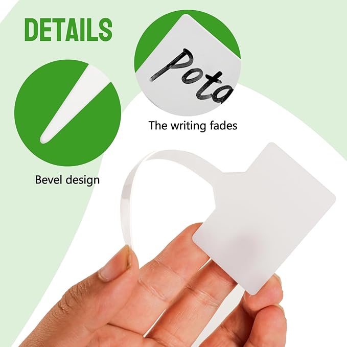 20pcs White Plastic T-Shape Plant Labels, 6inch - Perfect for Outdoor, Indoor & Greenhouse Plants