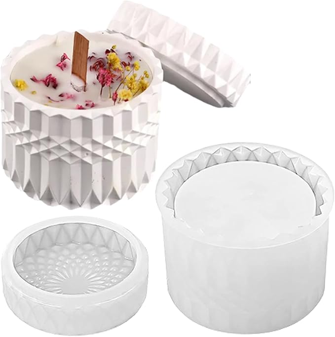 Storage Boxes with Lids - Concrete Round Stripe Molds for Storage and Candle Holders (Set of S)