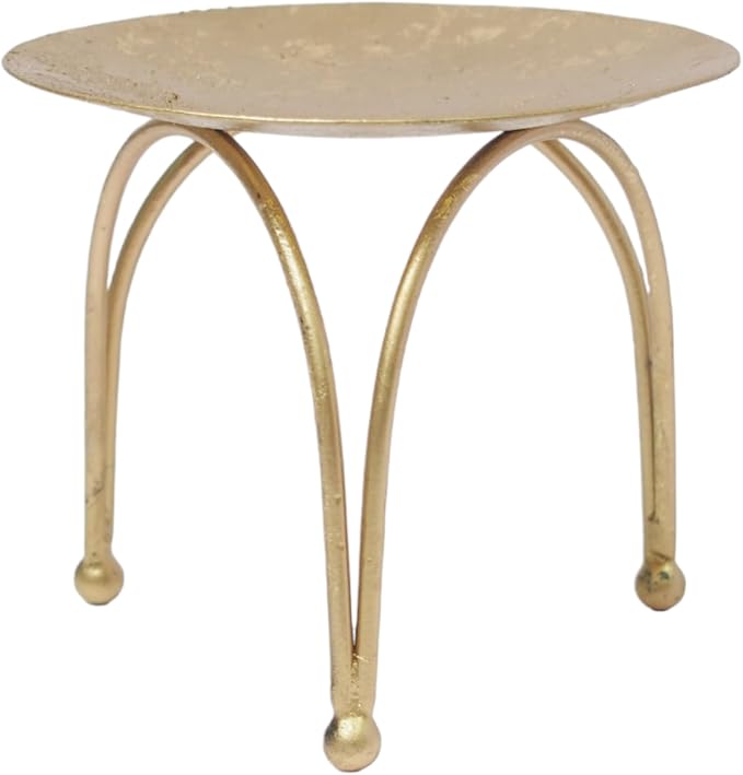 Hosley® Iron Pillar Candle Holders 4 Inch Diameter Tripod Stand Table Centrepiece Perfect for Home Decor, Wedding, Parties, Living Room Pack of 2, Gold