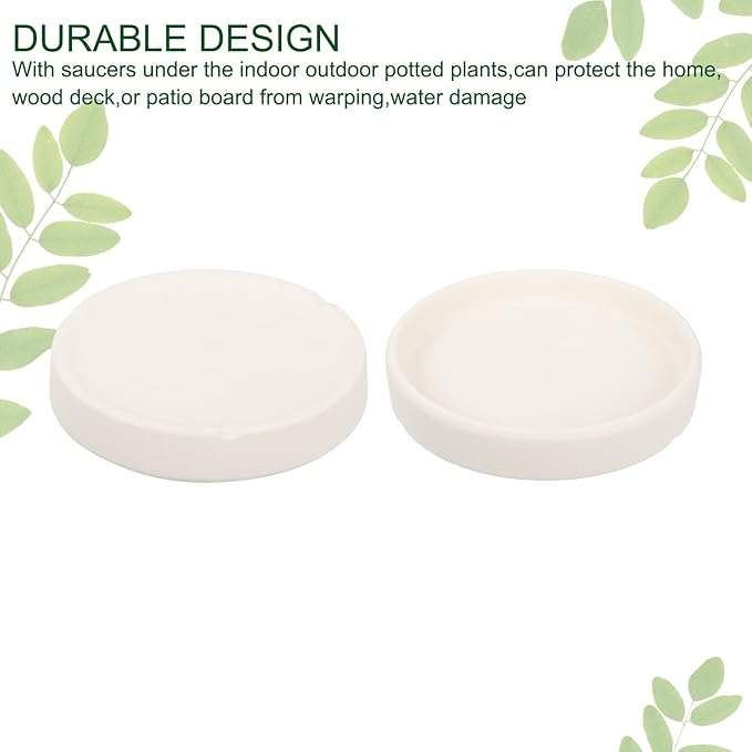 3 Pack Planter Saucers - Ceramic Plant Tray Flower Pot Drip Trays Round Apply to Outdoor/Garden (4/5/6inch, Beige)