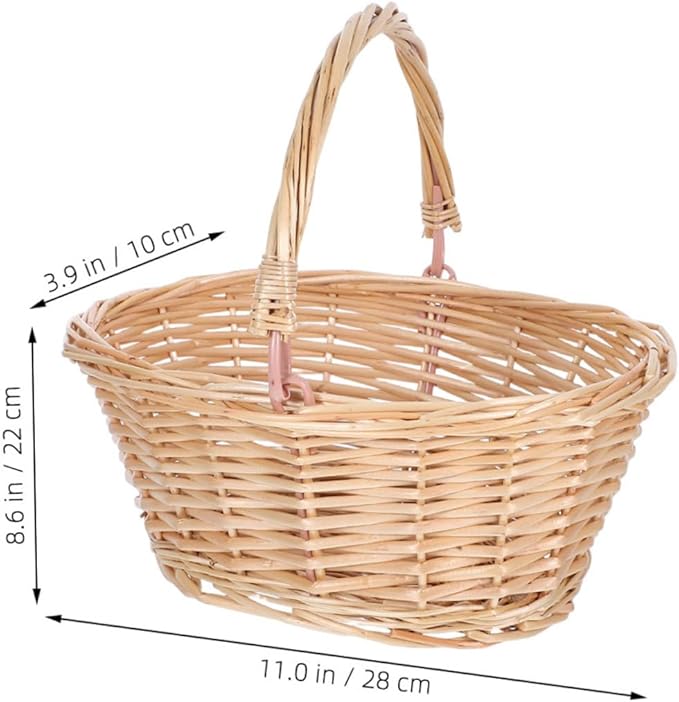 Milisten Garden Basket: Picnic Basket With Handle - Woven Wicker Storage Holder For Garden Home And Picnics - Flower Girl Accessory