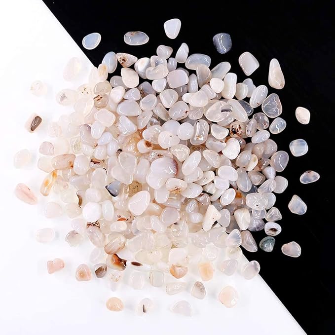 WAYBER Natural White Agate Pebbles, 1 Lb/460g Decorative Rocks Non-Toxic Crystal Stone Irregular Quartz Gemstone Crushed Pieces Tumbled Stone Chips for Jewelry Making/Home Decoration