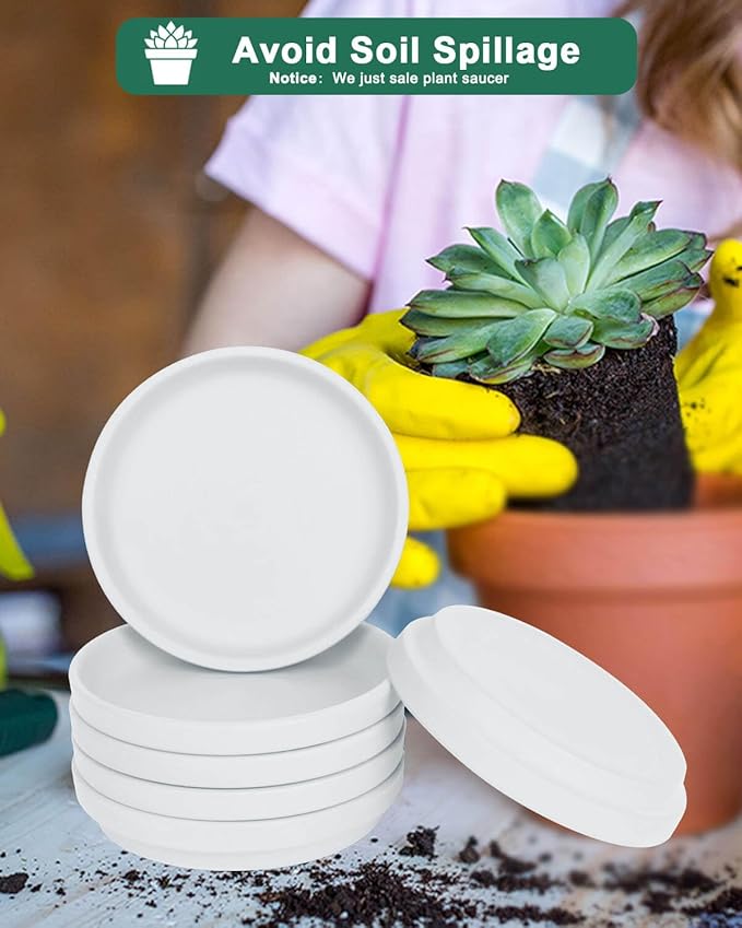 vensovo 3 Inch White Terracotta Plant Saucer Pots Tray - 12 pcs Mini Planter Saucers for Indoor & Outdoor Plants, Small Clay Trays Perfect for 2 Inch 2.5Inch Flower Pot