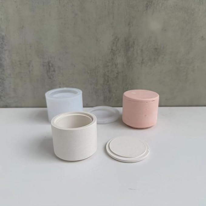 Storage Boxes with Lids - Creative Silicone Candle Vessels Pot Molds, Concrete Round Stripe Bottle Making Moulds for Storage and Candle Holder (G)