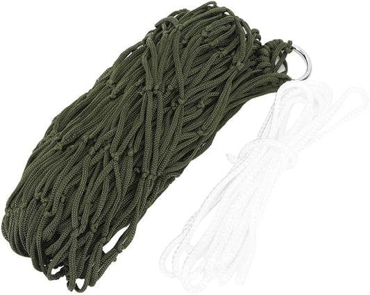 Outdoor Camping Hammock Single Person Breathable Nylon Mesh Net with Rope Lightweight Compact for Hiking Beach Garden Travel(Green)