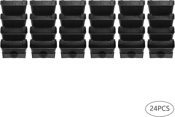 TFCFL 24 Pack Hanging Vertical Wall Planter,12.99inch Wall Mounted Planter for Patio Outdoor Decor,Home Black Plastic Pot Balcony Plant Vegetable Fruit Herb Hanging Pocket Holder Flowerpot (Black)