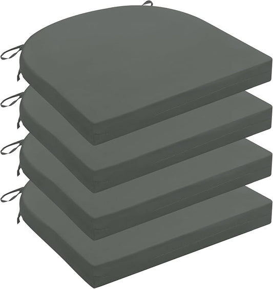 Wellsin Outdoor Chair Cushions for Patio Furniture - Patio Chair Cushions Set of 4 - Water Resistant Round Corner Outdoor Seat Cushions 17"X16"X2", Charcoal Grey