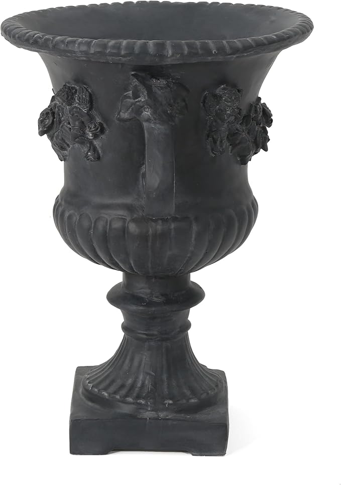 Merax 24 Inches Tall MGO Garden Urn Planter, Lightweight Concrete Decorative Outdoor Urn for Patio, Backyard & Garden, Antique Black