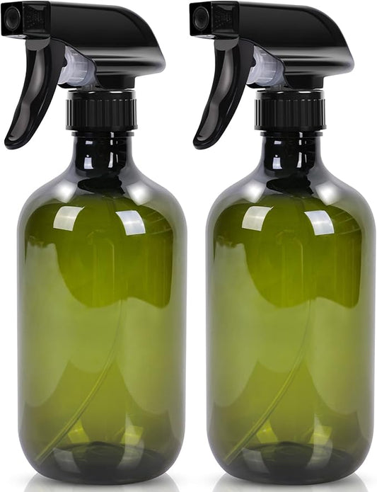 Cleaning Spray Bottles for Plants Misters Inside, 2 Pack 16.9 oz Squirt, Water Spray Bottle Mist Sprayer, No Leak Hair Mister Empty Adjustable Nozzle (Green)