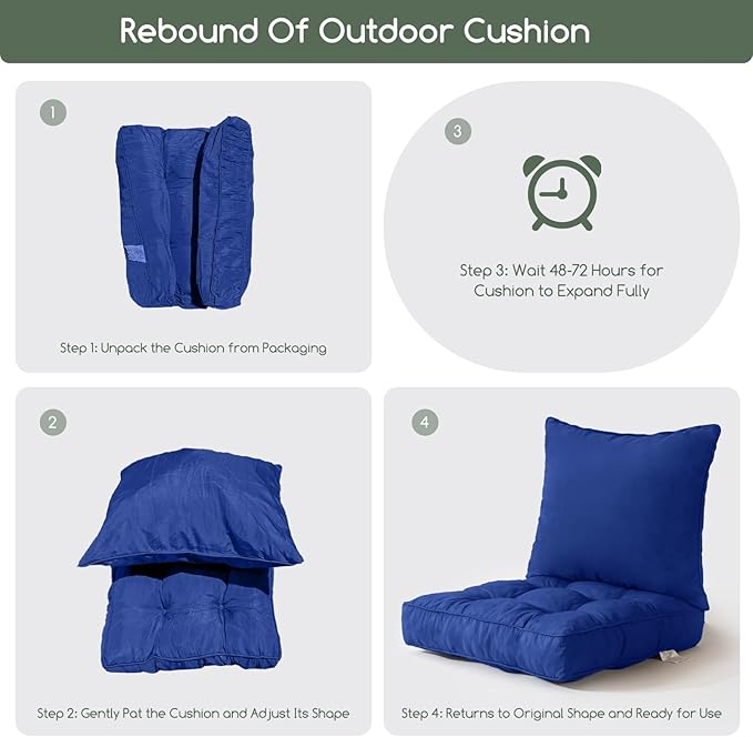 HIGOGOGO 22 x 22 Outdoor Cushions for Patio Furniture, Outdoor Seat Cushions with Resistant Waterproof Cover for Yard Garden, Navy