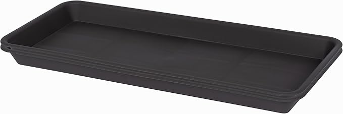2 Pack of Plastic Plant Tray Saucer Rectangular, Plant Trays Saucers for Indoors Outdoor, Plant Water Drip Tray for Flower Pot Planter, Windowsill Plant Tray (6.5 X 13 Inch, Brown)