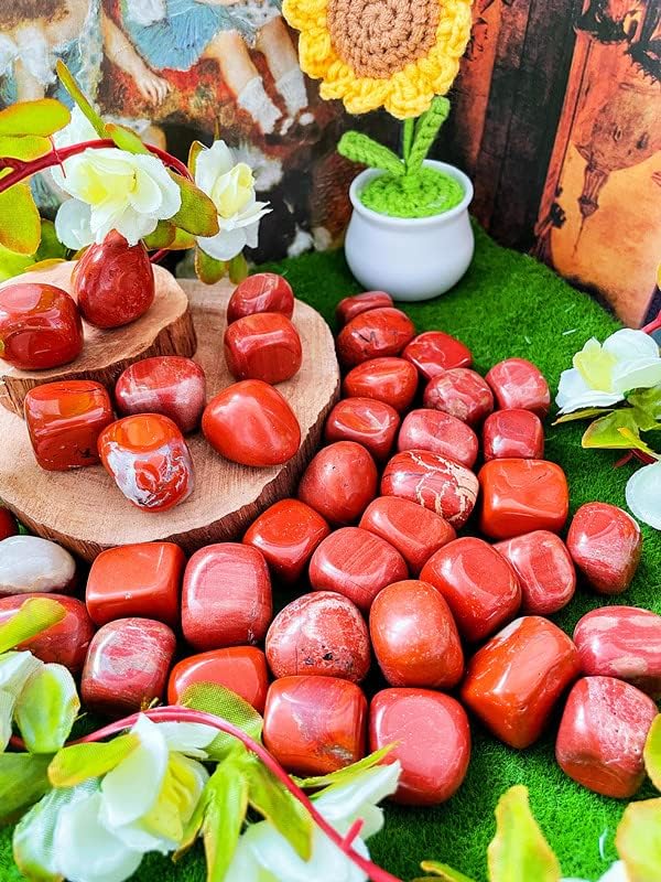 DUQGUHO Red Jasper Healing Crystals Stones Set Natural Tumbled Polished Irregular Pebble Stones Fish Tank Rocks 0.45 lbs