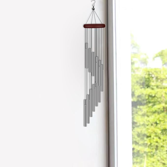 Wind Chimes for Outside, Sympathy Wind Chimes Outdoor Clearance with 12 Aluminum Alloy Tubes and Hook, Memorial Wind Chime Gift Decoration for Home, Patio, Garden, Outdoor