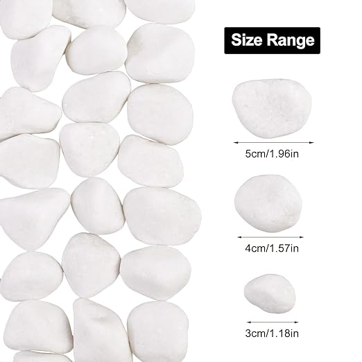 10Ib Snow White River Rock-Decorative Stones-Pebbles for Indoor Plants-Rocks for Outdoor Landscaping 1-2 inch High Polished Stones for Aquarium, Home Decor,Garden Decor