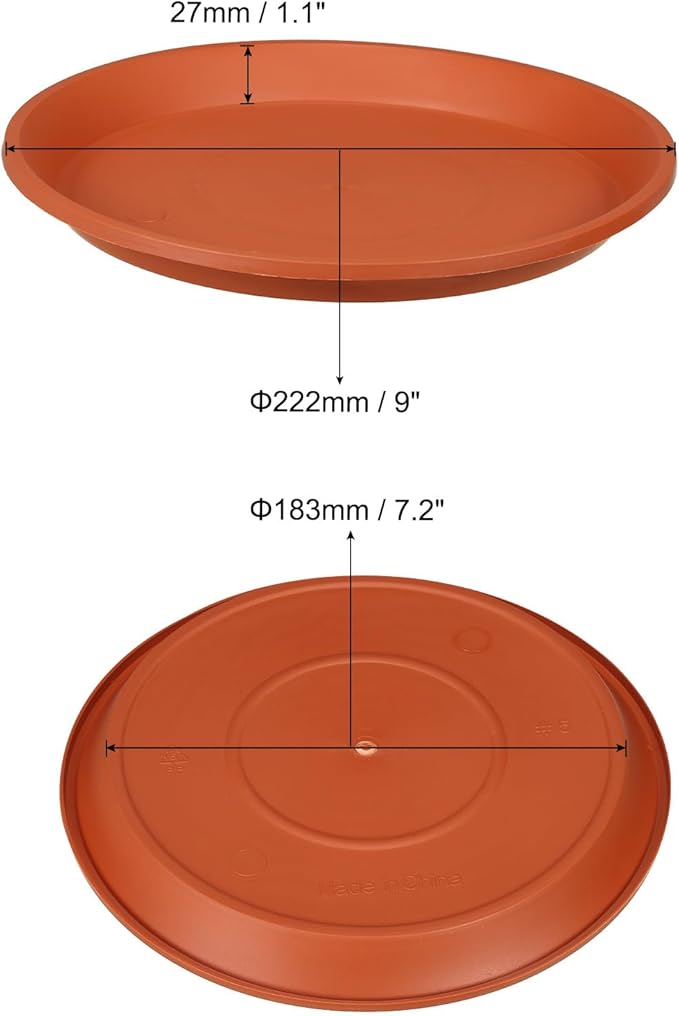PATIKIL 6 Pack Plant Saucer, 9 Inch Plastic Round Plant Tray Flower Pot Saucers Planter Water Tray - for Indoor Outdoor Balcony Garden Potted, Terracotta