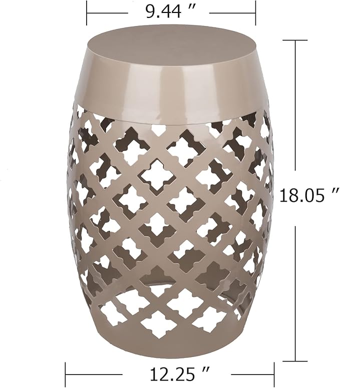 Vipush Outdoor Lace Cut Iron Side Table,Patio Garden Stool Coffee End Table Nightstand for Small Spaces,Living Room,Front Porch,Poolside,Brown