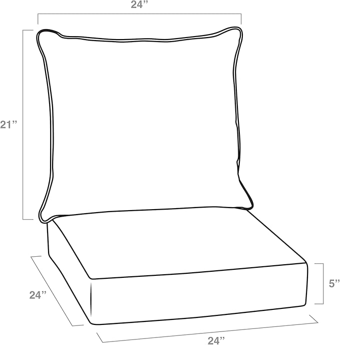 Arden Outdoor Foam Deep Seat Cushion Set, 24 in x 24 in, Weather-Proof, Rain-Proof, Fade Resistant Patio Cushion, Bottom and Back Cushion for Chair, Sofa, and Couch Teal Ariel