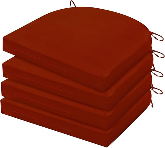 HARBOREST Outdoor Chair Cushions Set of 4, Water Resistant Patio Chair Cushions with Ties, Outdoor Seat Cushions for Patio Furniture, 17"x16"x2", Burnt Orange