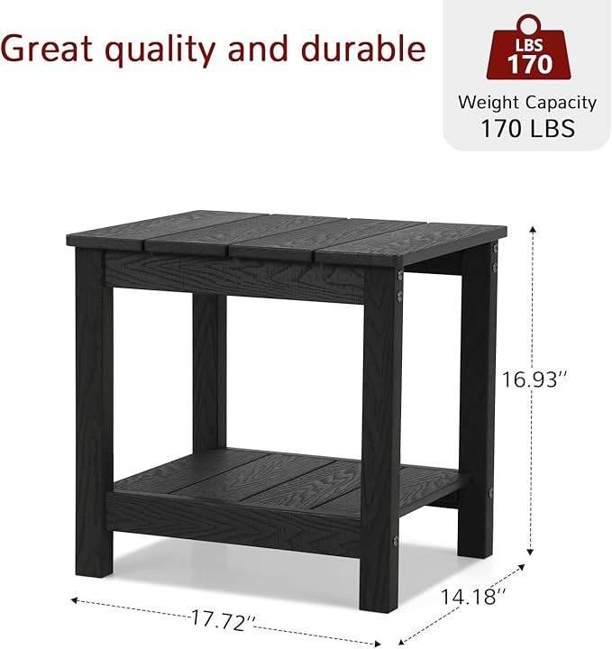 Stoog 3 Piece Patio Bistro Set, All-Weather Garden Chairs Set of 2 with Table, 400 lbs Support Garden Chair, Black
