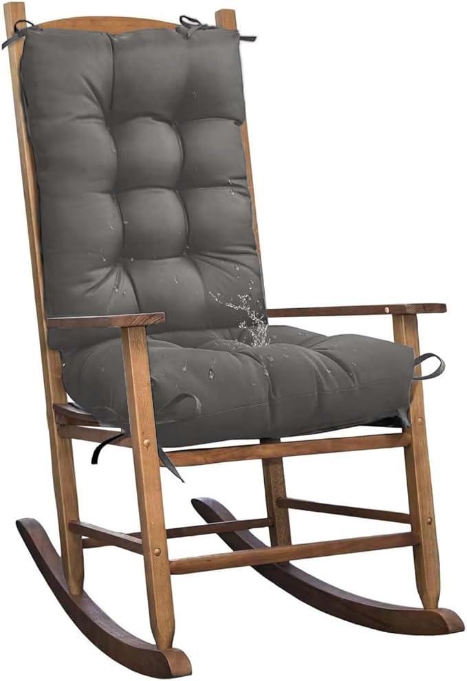 Patio Rocking Chair Cushion Outdoor Indoor Chair Cushions Replacement for Porch Chairs Waterproof Seat Pads Dark Grey