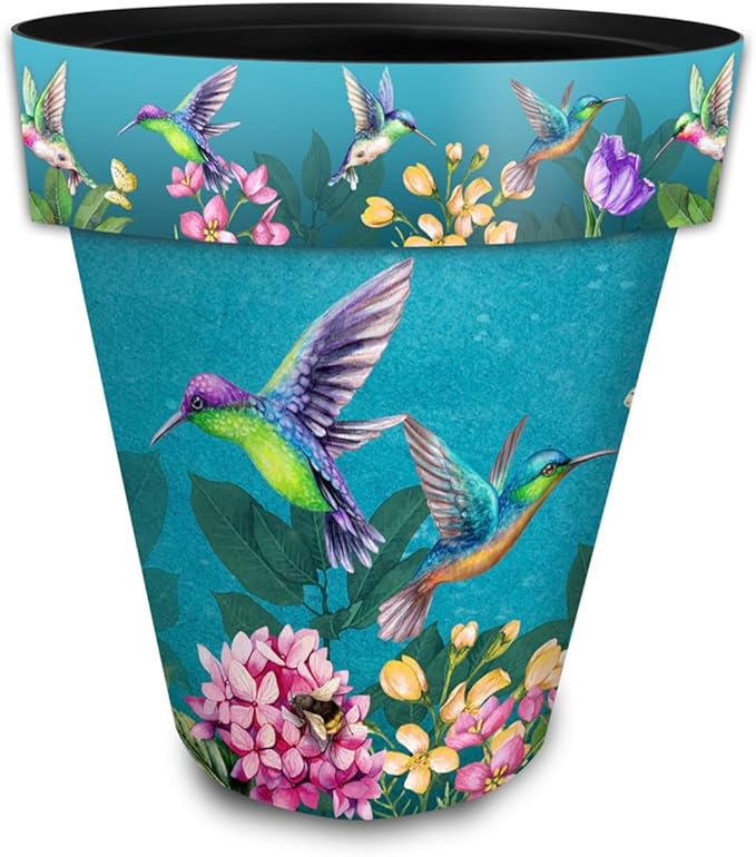 Briarwood Lane Spring Planter 14" x 15" x 15" Springtime Hummingbirds Large for Spring Planter