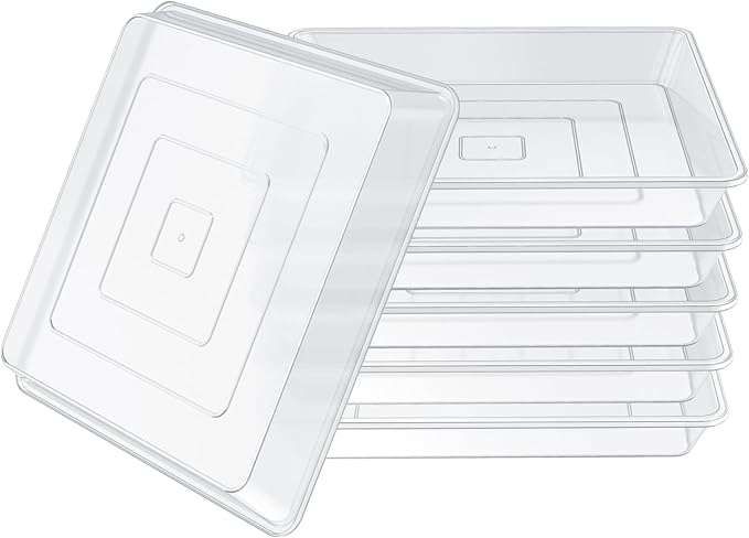 16 Inch Square Clear Plant Saucer, 6 Pack Durable Thick Plant Pot Dish for Flower Pot, Plastic Plant Tray to Catch Water for Indoor Outdoor