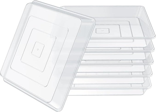 6 Pack 10 Inch Square Plant Saucer, Clear Durable Thick Plant Pot Dish for Flower Pot, Plastic Plant Tray to Catch Water for Indoor Outdoor