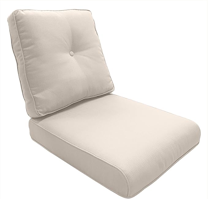 Outdoor Chair Cushions 2 Sets- 22 * 24" Patio Furniture Cushions with Removable Cover, 28D High Density Sponge Filling Outdoor Patio Cushions for Chairs, Rocker, Sofa and Loveseat - Beige