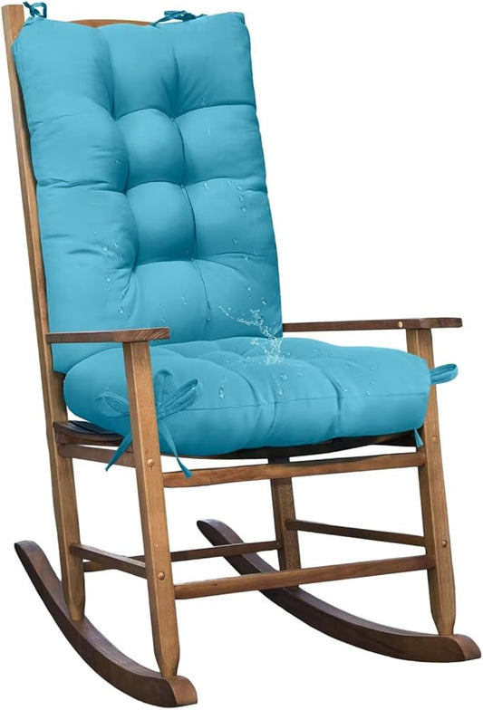 Set of 1 Indoor Outdoor Chair Cushion Waterproof High Back Rocking Chair Cushions Soft Patio Chair Pad for Lounger Recliner Chair Sky Blue