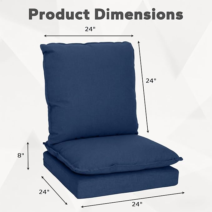 Joyside Outdoor Chair Cushions Set, 24x24 Inch Smile Patio Furniture Cushions, 6’’ Thick, Double-Layer, Water Resistant & Fade Resistant, Outdoor Replacement Cushions for Seat and Sofa