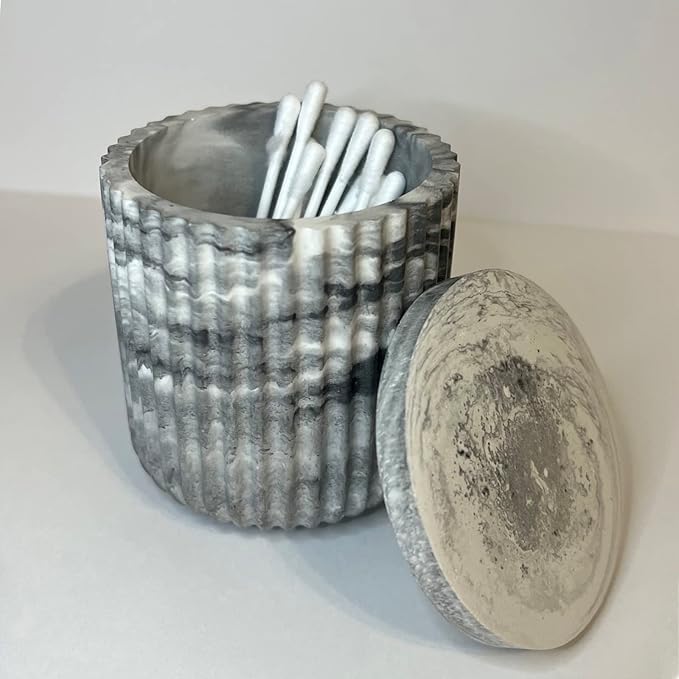 Storage Box With Lids, Silicone Candle Jar Molds Set, Creative Vessels Pot Molds, Concrete Round Stripe With Cover Bottle Making Moulds for Holder (B)