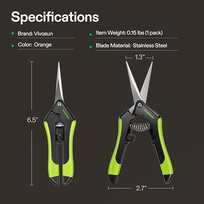 VIVOSUN Gardening Hand Pruner Pruning Shear with Straight Stailess Steel Blades (Black, Straight Blade, 3, Black)