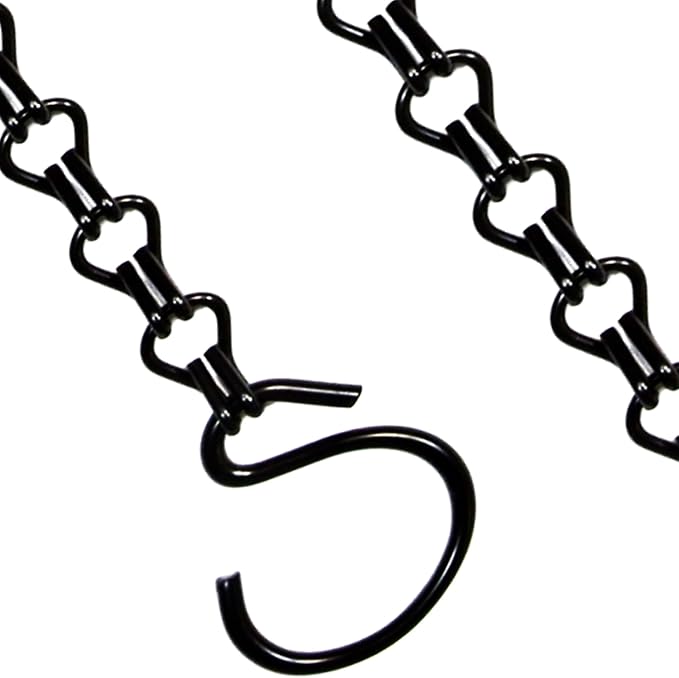 2Packs 26inch 90lbs Black Heavy Duty Metal Hooks Hanging Chains Hangers for Garden, Balcony, Yard, Kitchen, for Hanging Plant Pots,Planters,Bird Feeder,Lanterns, Billboard Etc.