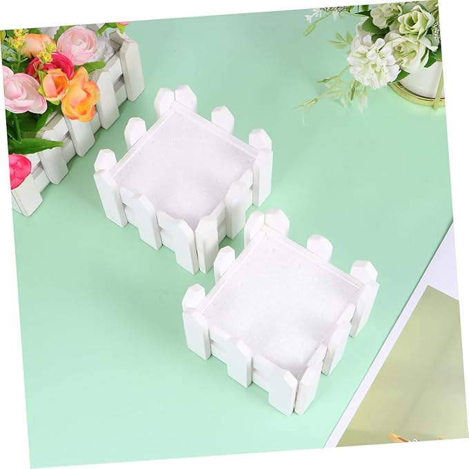EXCEART 3Pcs Small Bamboo Wooden Flower Pots with Artificial Succulent Plants and Moss Fake Flowers Vase for Home Garden Tabletop Decor
