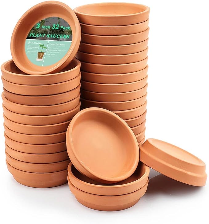 vensovo 3 Inch Terracotta Plant Saucer Pots Tray - 12 pcs Mini Planter Saucers for Indoor & Outdoor Plants, Small Clay Trays Perfect for 2 Inch 2.5Inch Flower Pot