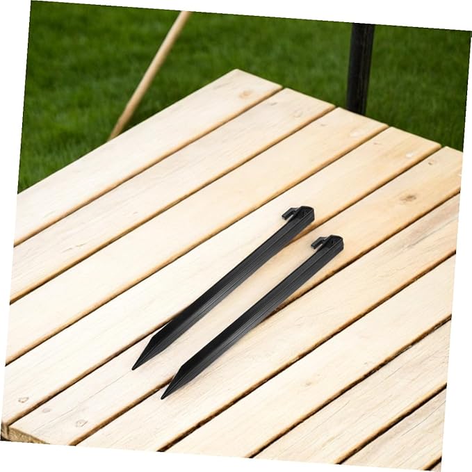 Luxshiny 12pcs Heavy Duty Plastic Tent Stakes Spike Hooks, Black Camping Ground Pegs for Beach Sand, Outdoor Picnic, Lawn, and Garden Tent Accessories