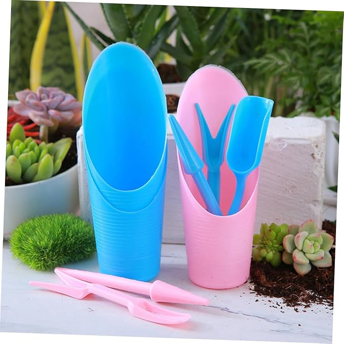 Succulent Planting Gardening Hand Tool Set with Transplanting Spade, Soil Scoop, Cleaning Brush, and Cultivator for Bonsai and Flowerpot Care, Pink Gardening Accessories Kit