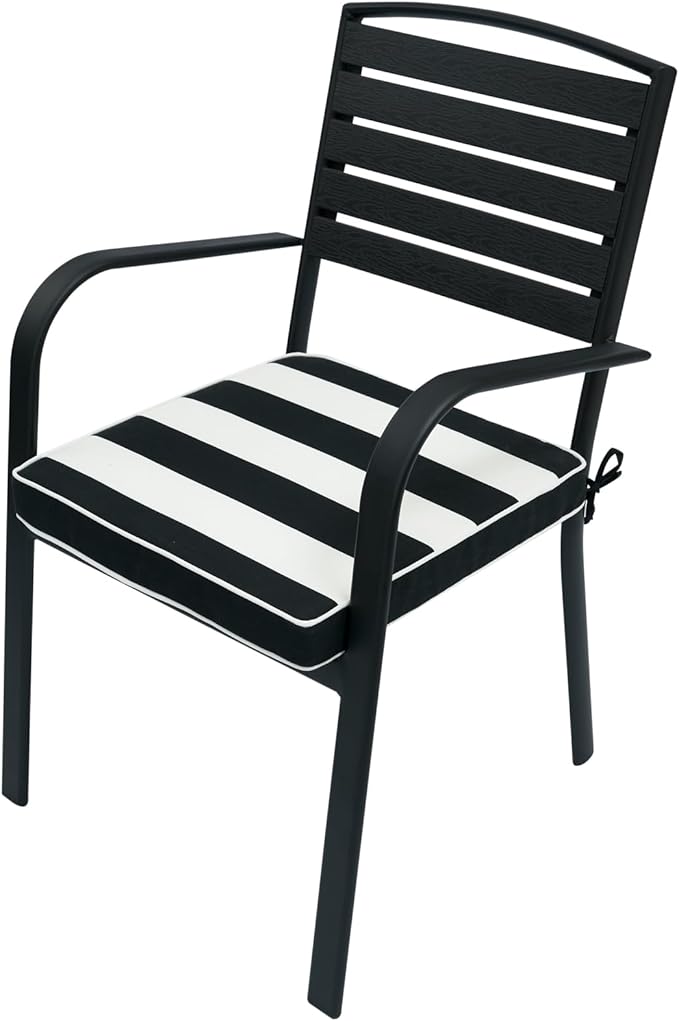FUNHOME Outdoor Chair Cushions 18"x18"x2.5" Set of 2,Water Resistant Patio Chair Cushion with Zipper&Ties,18x18 Inch Replacement Square Seat Cushion for Garden Chairs(Black White)
