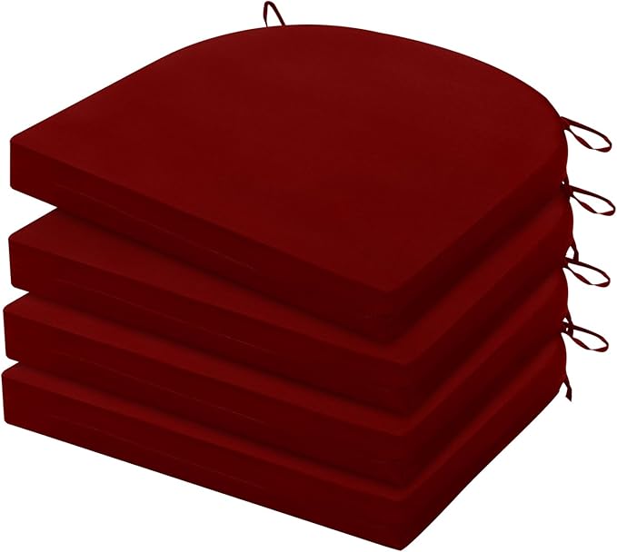HARBOREST Outdoor Chair Cushions Set of 4, Water Resistant Patio Chair Cushions with Ties, Outdoor Seat Cushions for Patio Furniture, 17"x16"x2", Burgundy