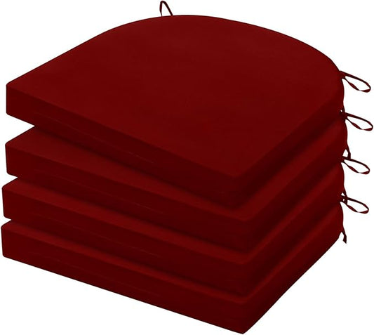HARBOREST Outdoor Chair Cushions Set of 4, Water Resistant Patio Chair Cushions with Ties, Outdoor Seat Cushions for Patio Furniture, 17"x16"x2", Burgundy