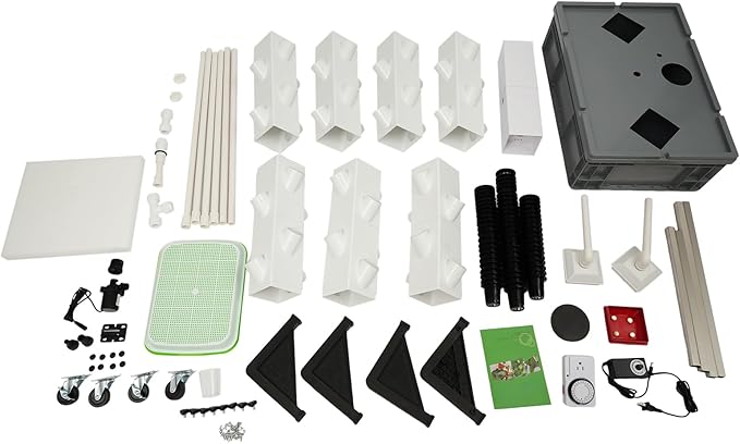 56-Plant Hydroponic Tower Growing System Indoor Outdoor, Garden Vertical Planter Germination Kit with Pump & Wheels, Hydroponics Growing Tower, Smart Vertical Hydroponic Garden Towers, Grey Base