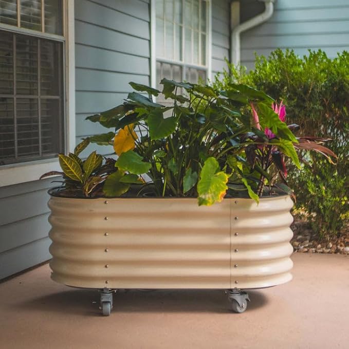 Vego garden 2 x 4 ft Self Watering Rolling Garden Bed-Pearl White