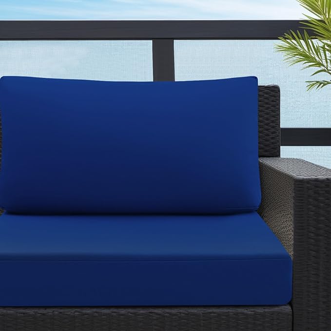 idee-home Outdoor Cushions for Patio Furniture, Outdoor Seat Cushion, Waterproof Hampton Bay Deep Seat Replacement Couch Chair Cushions for Garden Lawn Backyard Deck, Navy 28.5 x 28.5