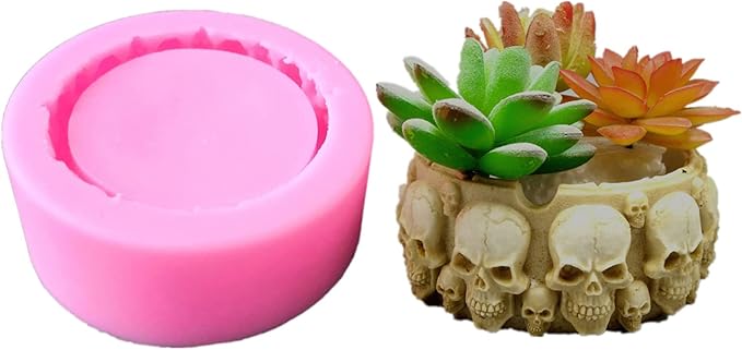 Skull Concrete Flower Pot Cement Molds Silicone Plant Molds Candle Holder Mould Epoxy Resin Mold Jewelry Storage Box Mold