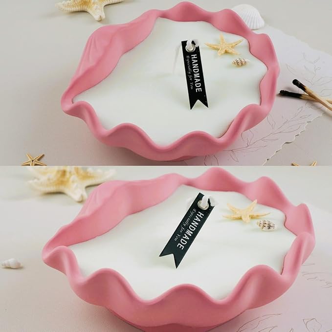 2 Pack 6.5 Inch Large Seashell Silicone Molds, Conch Candle Containers Mold, Handmade Storage Tray Resin Sea Snail Mould, Clam Shells Concrete Succulent Planter Mold