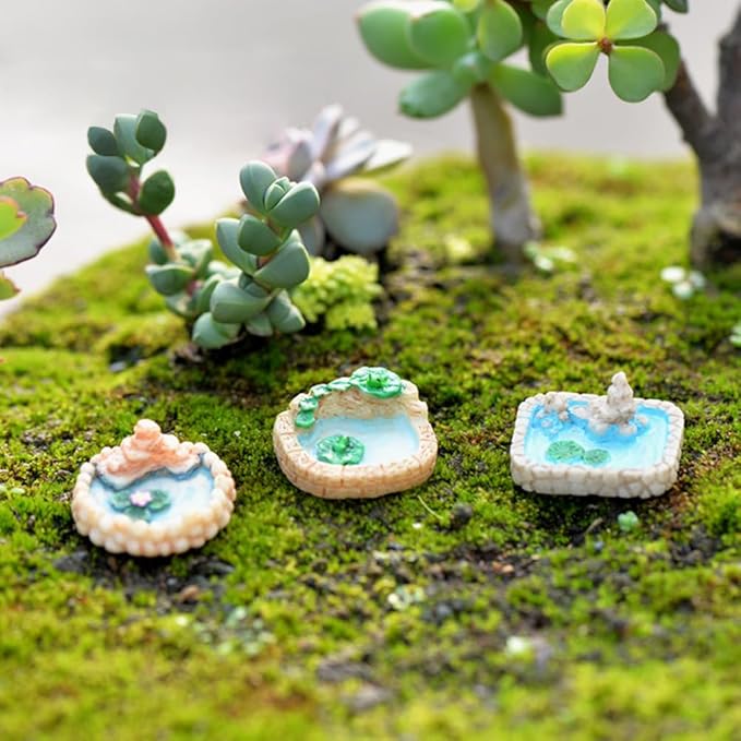 Purple Star Fairy Garden Pond 15 Pack Mini Pond for Fairy Garden Accessories Outdoor Small Ponds Miniature Figurines Zen Gardens Terrarium Decor Little Statues Easter Gift Brown