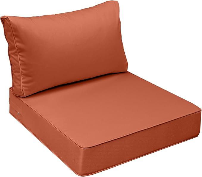 AAAAAcessories Outdoor Seat Cushions for Chairs, Fade-Resistant, Waterproof Patio Furniture Replacement Cushions, 23.5" x 25.5" x 5" + 23.5" x 13.5", Rust