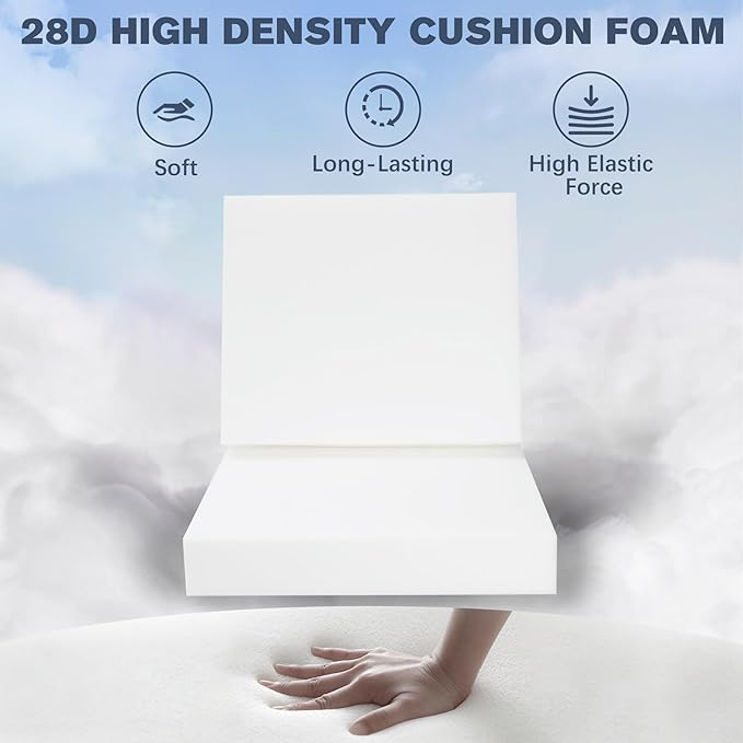 Favoyard Outdoor Deep Seat Cushion Set, Rainproof & 3-Year Fade Resistant Patio Furniture Cushions with Removable Seat Bottom & Back Cushion Covers for Chair, Sofa, Beige (Seat 24x24In Back 24x20In)